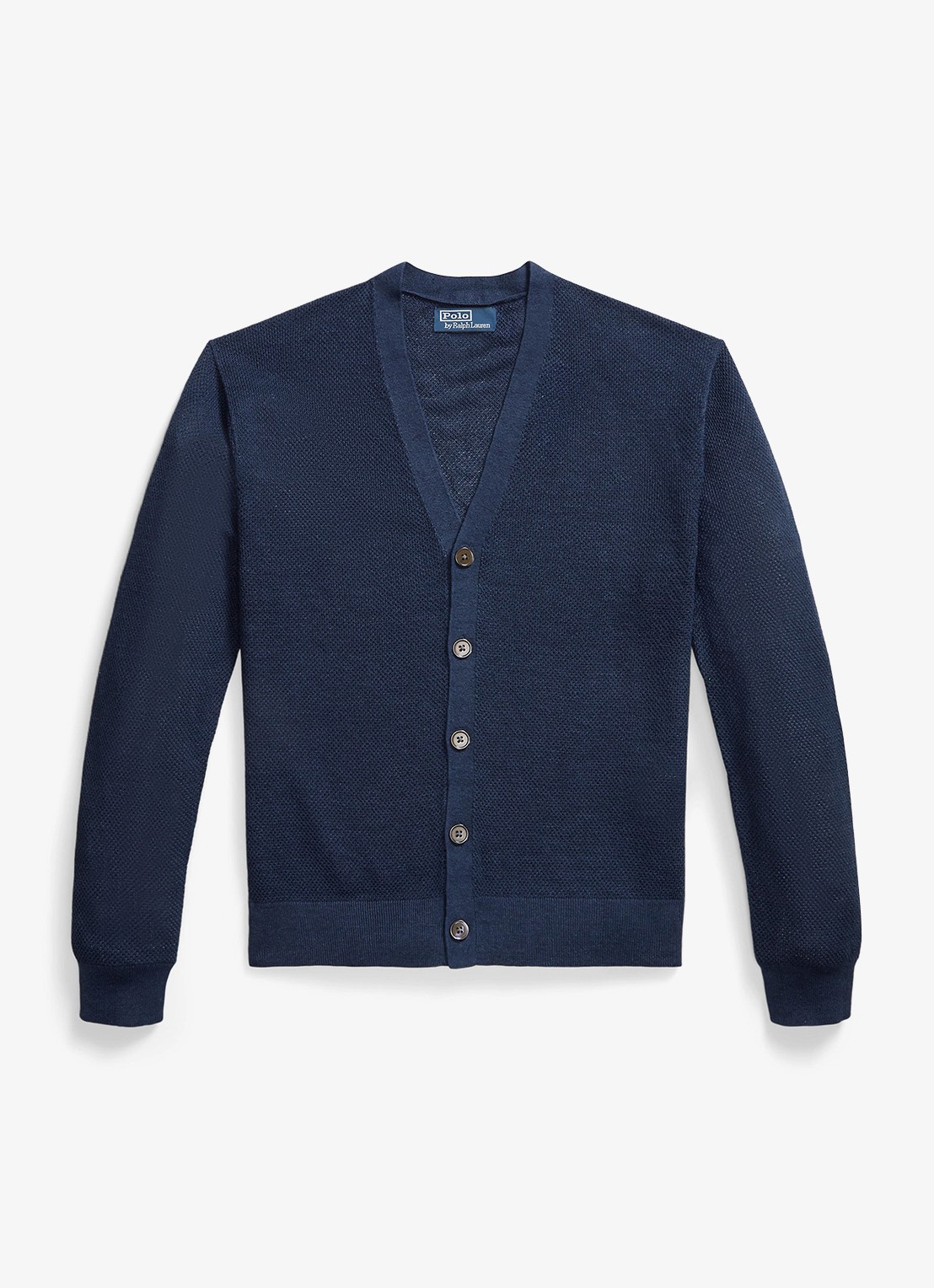 Ralph Lauren Fijngebreid vest van linnen - voorkant 4 newport navy / donkerblauw