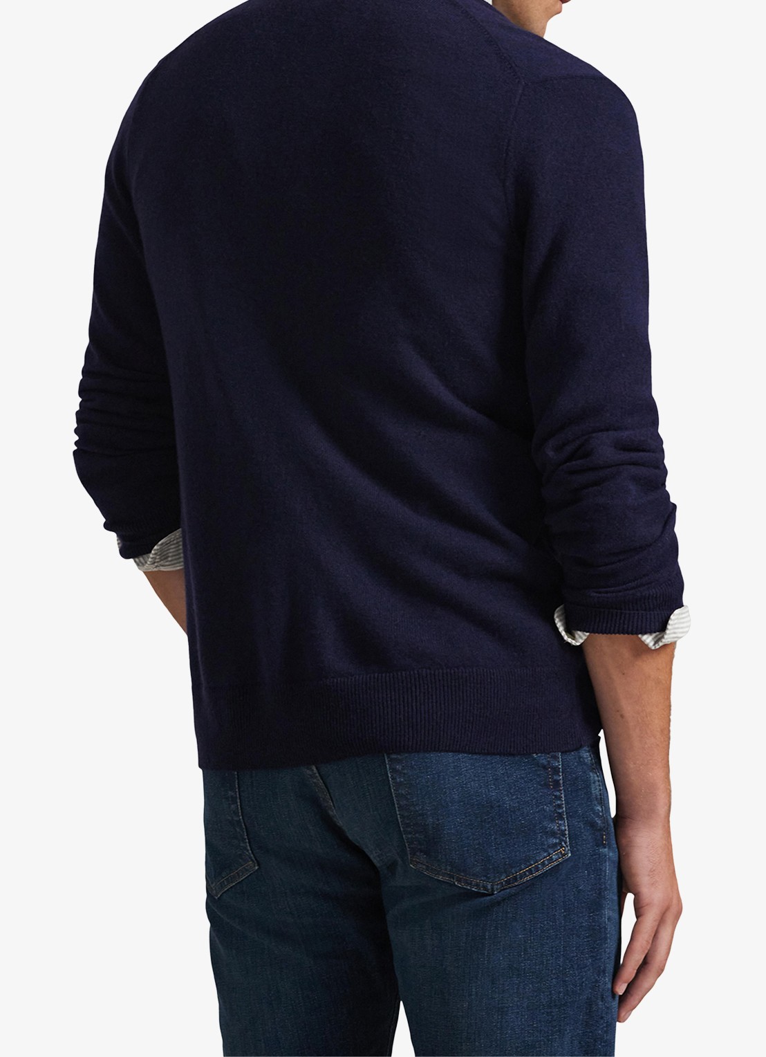 Ralph Lauren FIjngebreid vest van wol met logoborduring - achterkant 5 hunter navy / donkerblauw
