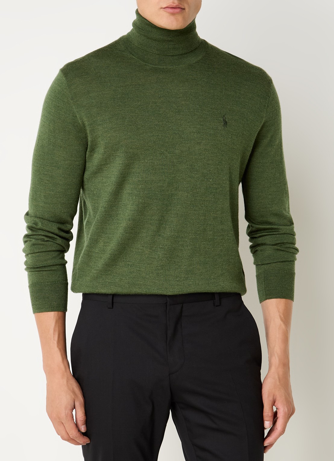 Ralph Lauren Fijngebreide coltrui van wol met logoborduring - detail 4 bronsgroen