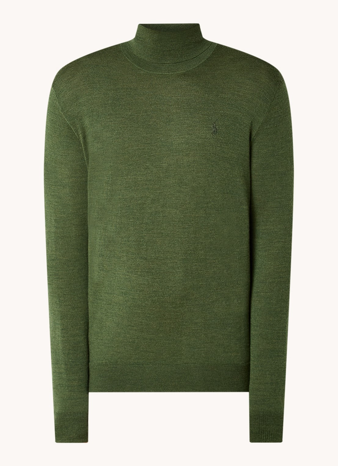 Ralph Lauren Fijngebreide coltrui van wol met logoborduring - voorkant bronsgroen