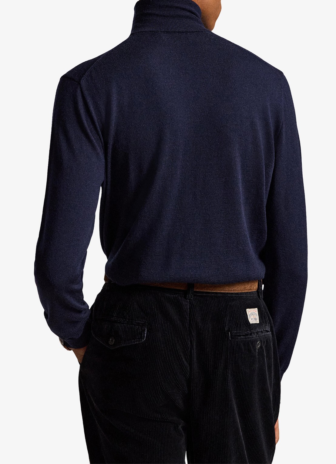 Ralph Lauren Fijngebreide coltrui van wol met logoborduring - achterkant hunter navy / donkerblauw