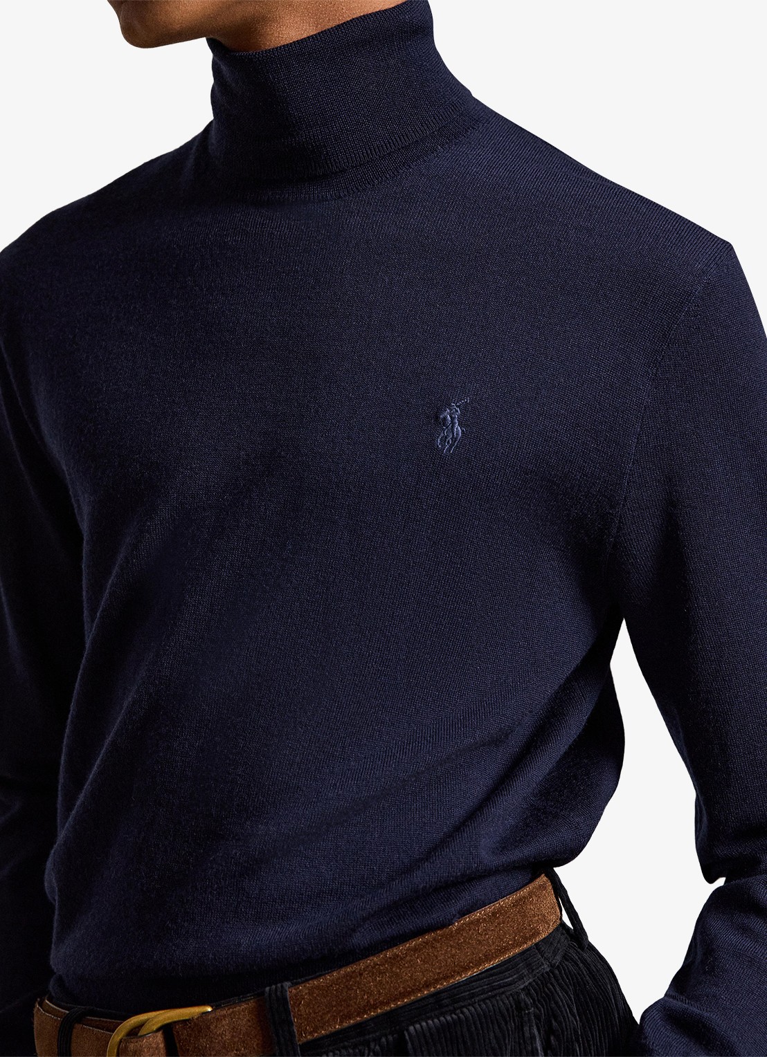 Ralph Lauren Fijngebreide coltrui van wol met logoborduring - detail 5 hunter navy / donkerblauw