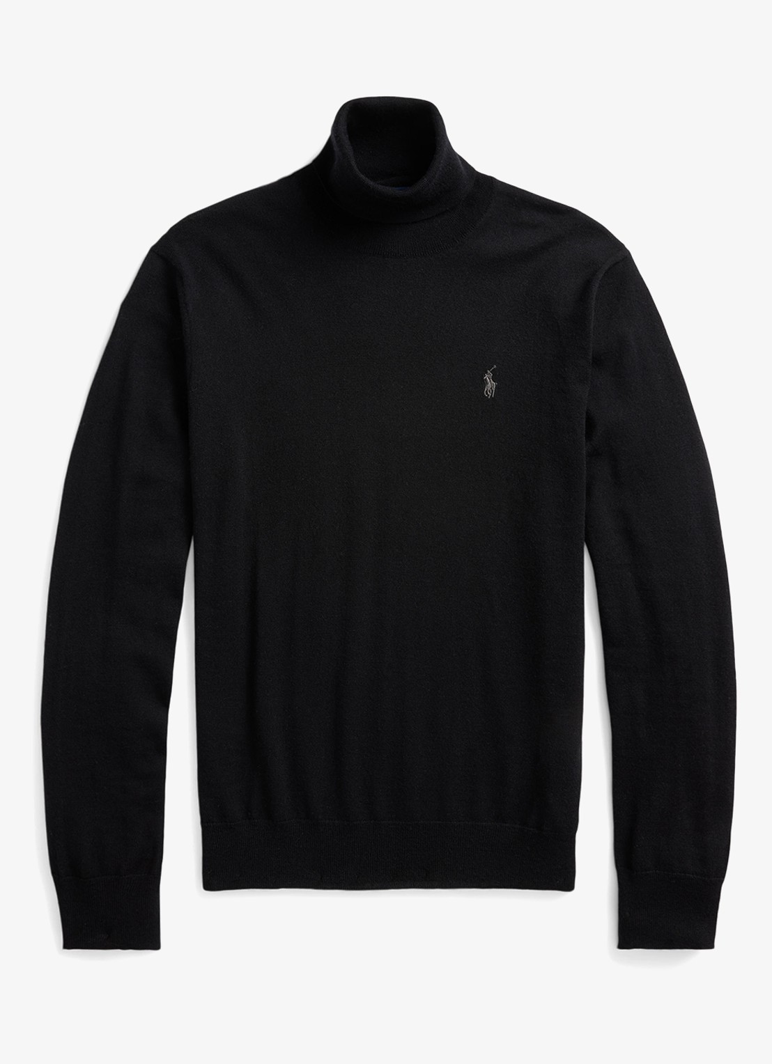 Ralph Lauren Fijngebreide coltrui van wol met logoborduring - voorkant 4 polo black / zwart