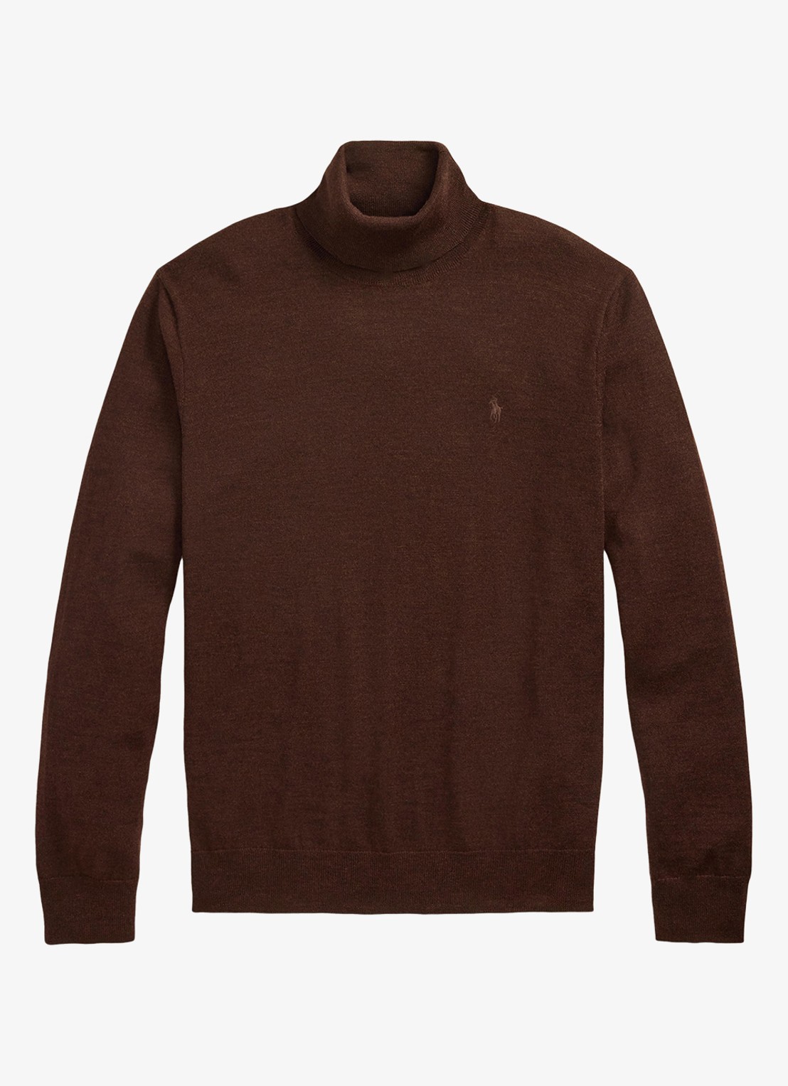 Ralph Lauren Fijngebreide coltrui van wol met logoborduring - voorkant 3 burnt brown melange / bruin
