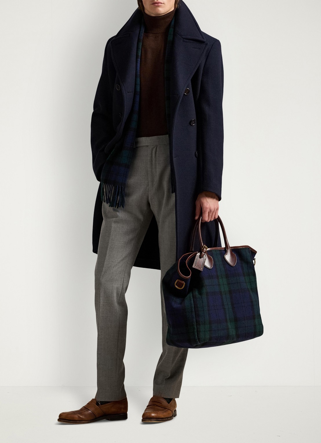 Ralph Lauren Fijngebreide coltrui van wol met logoborduring - voorkant 4 burnt brown melange / bruin