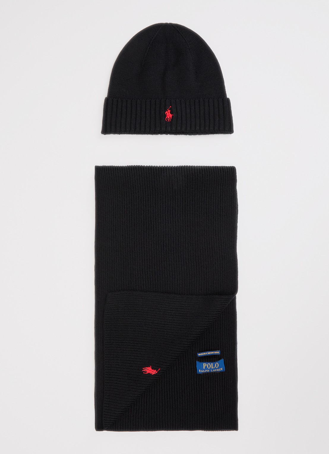 Ralph Lauren Fijngebreide muts en sjaal van wol in giftbox - voorkant 3 beige