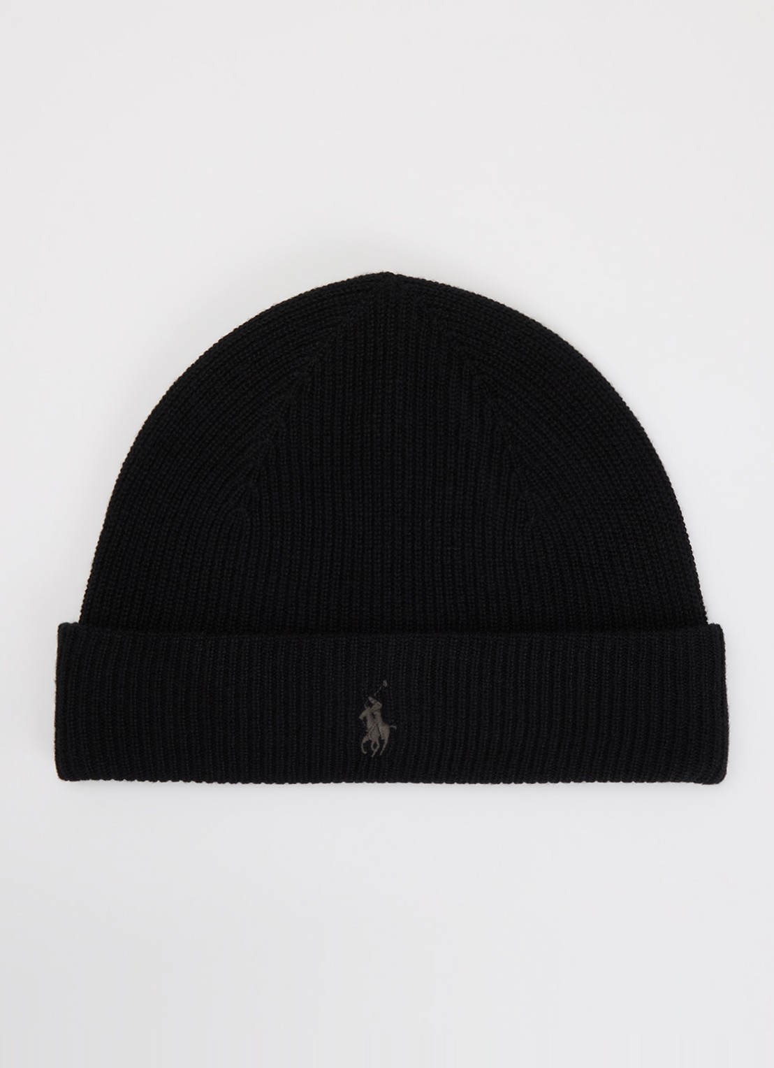Ralph Lauren Fijngebreide muts met logo  - voorkant zwart