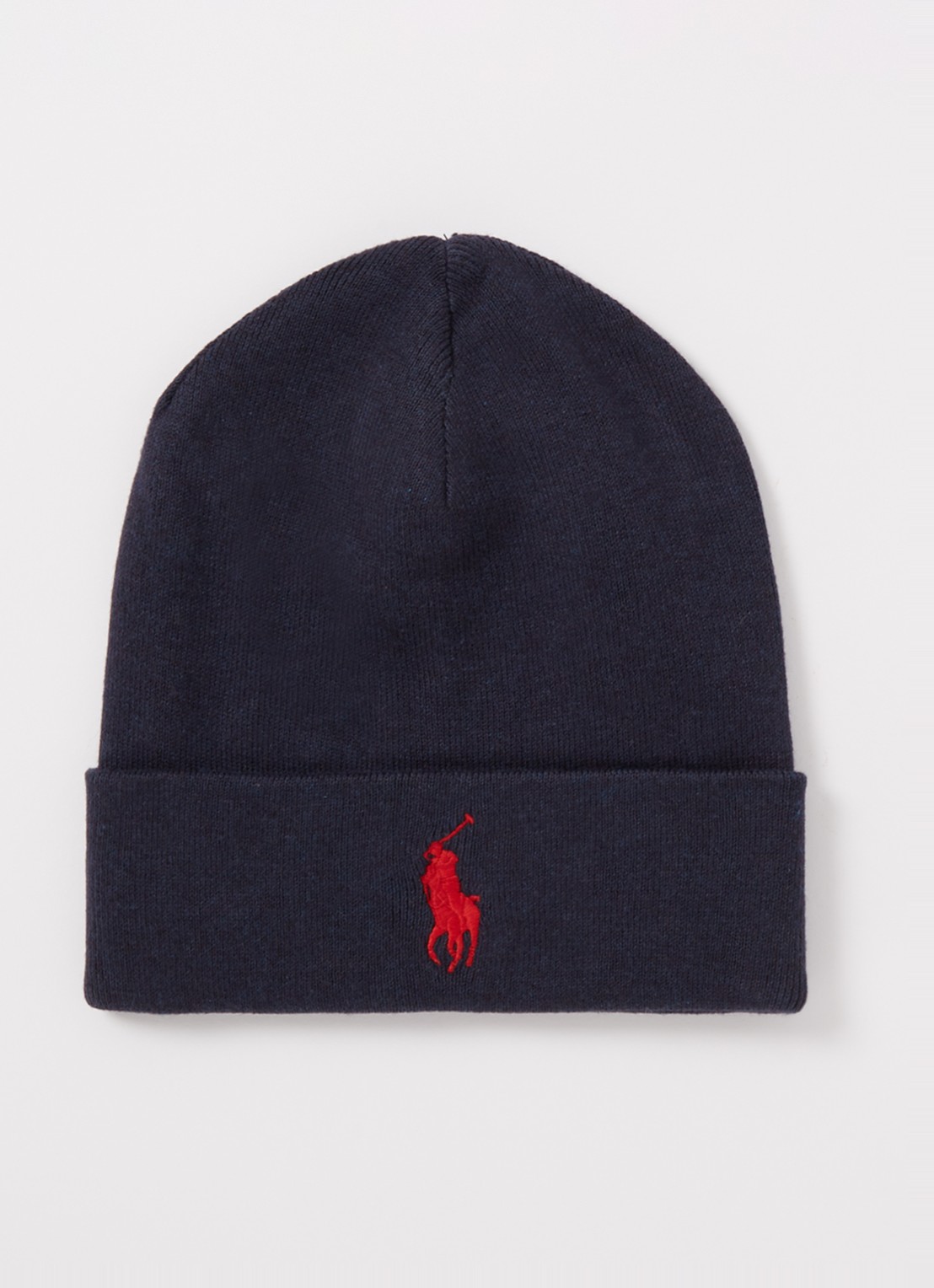 Ralph Lauren Fijngebreide muts met logoborduring  - voorkant blauw