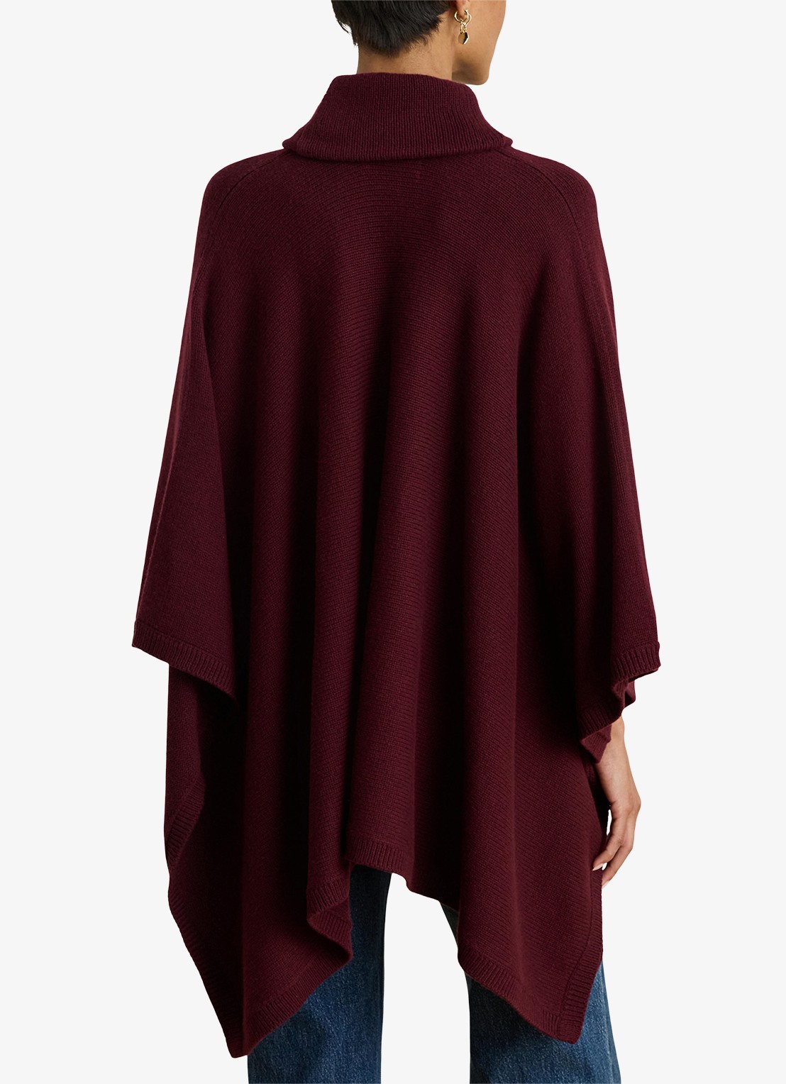 Ralph Lauren Fijngebreide poncho in wolblend - achterkant 4 bordeauxrood