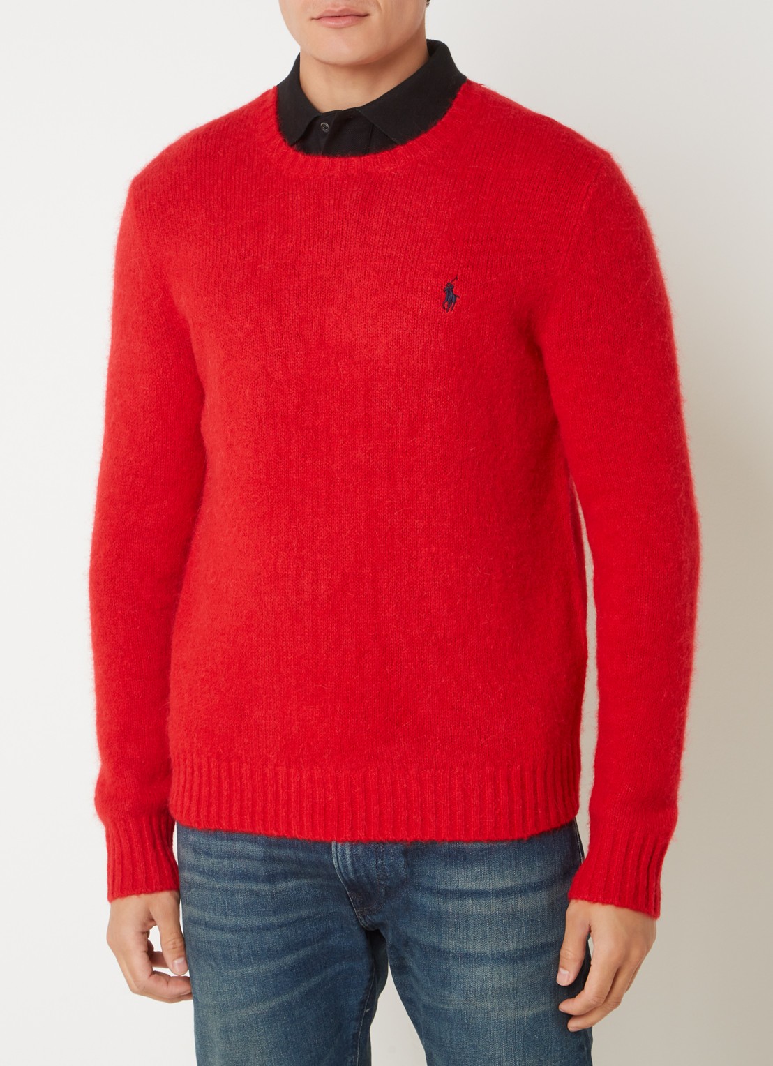 Ralph Lauren Fijngebreide pullover in alpaca wolblend met logoborduring - detail 3 rl 2000 red / rood