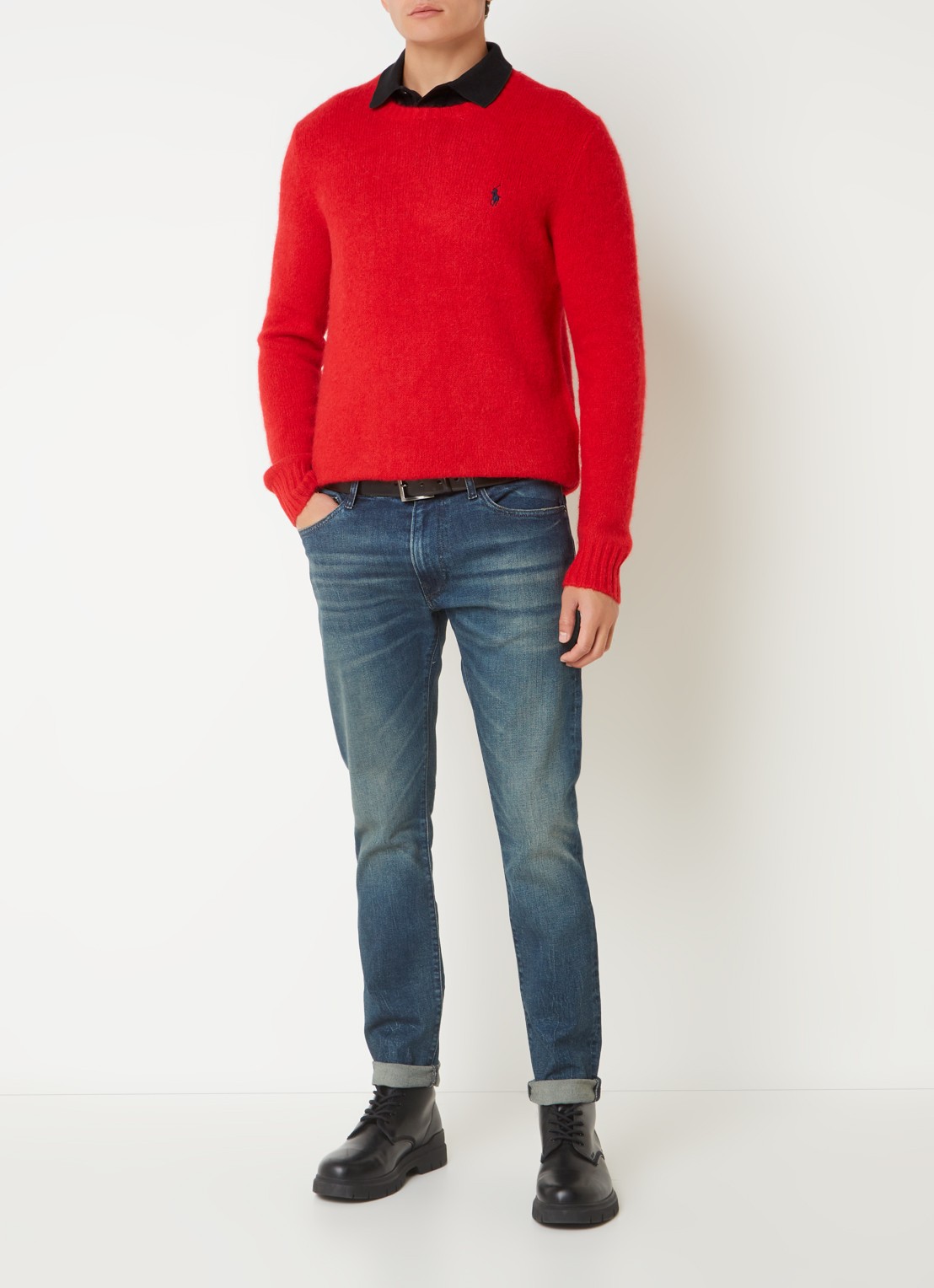 Ralph Lauren Fijngebreide pullover in alpaca wolblend met logoborduring - voorkant 2 rl 2000 red / rood