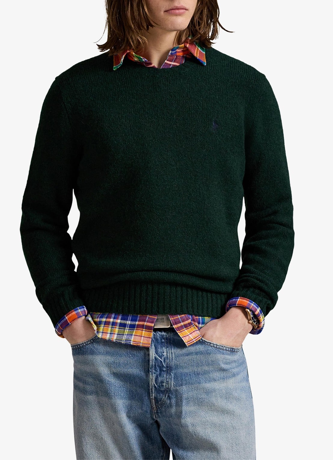 Ralph Lauren Fijngebreide pullover in alpaca wolblend met logoborduring - detail 4 moss agate / mosgroen