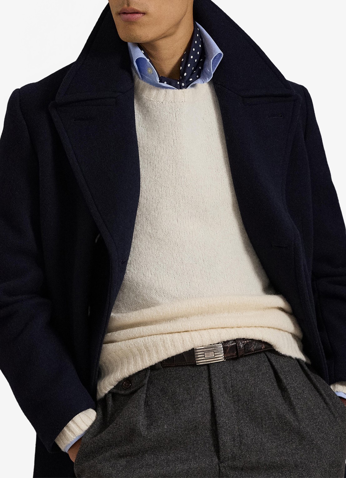 Ralph Lauren Fijngebreide pullover in alpaca wolblend met logoborduring - detail 4 cream tonal / creme