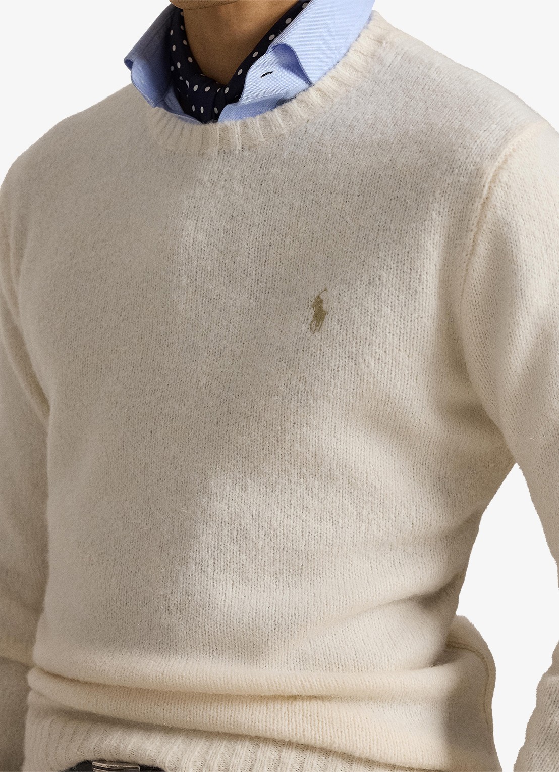 Ralph Lauren Fijngebreide pullover in alpaca wolblend met logoborduring - detail 5 cream tonal / creme