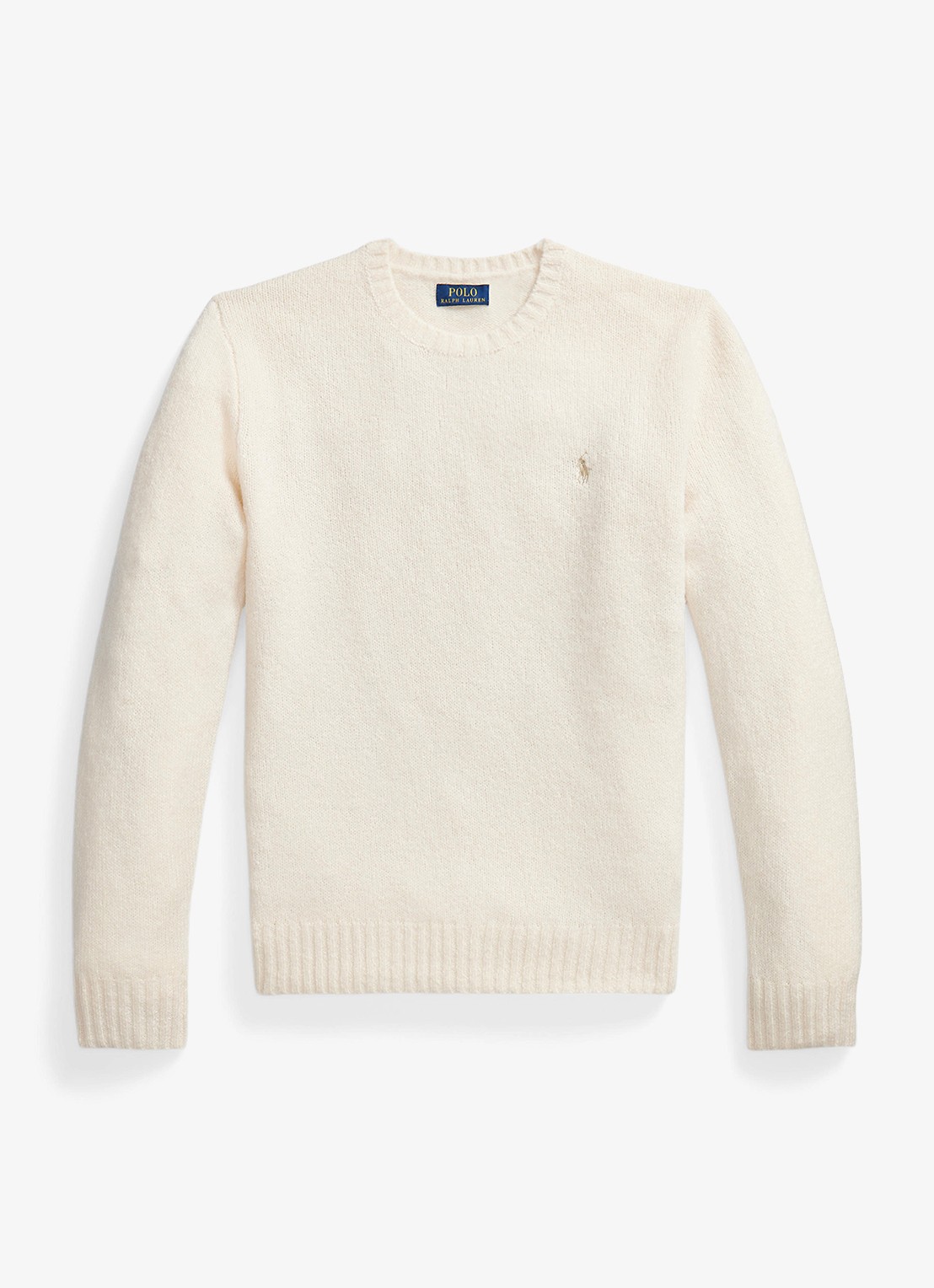 Ralph Lauren Fijngebreide pullover in alpaca wolblend met logoborduring - voorkant cream tonal / creme