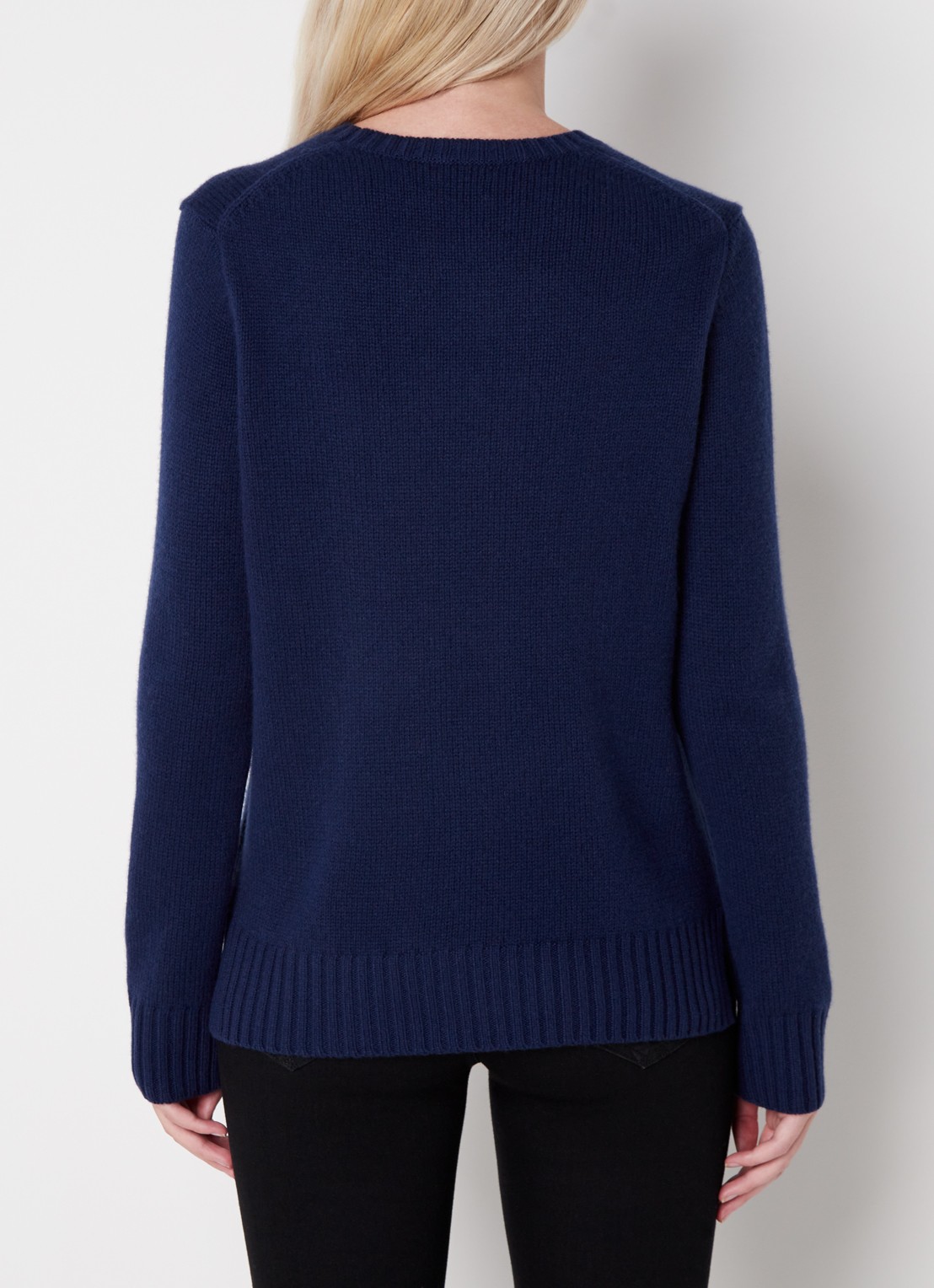 Ralph Lauren Fijngebreide pullover in kasjmierblend met borduring  - achterkant blauw
