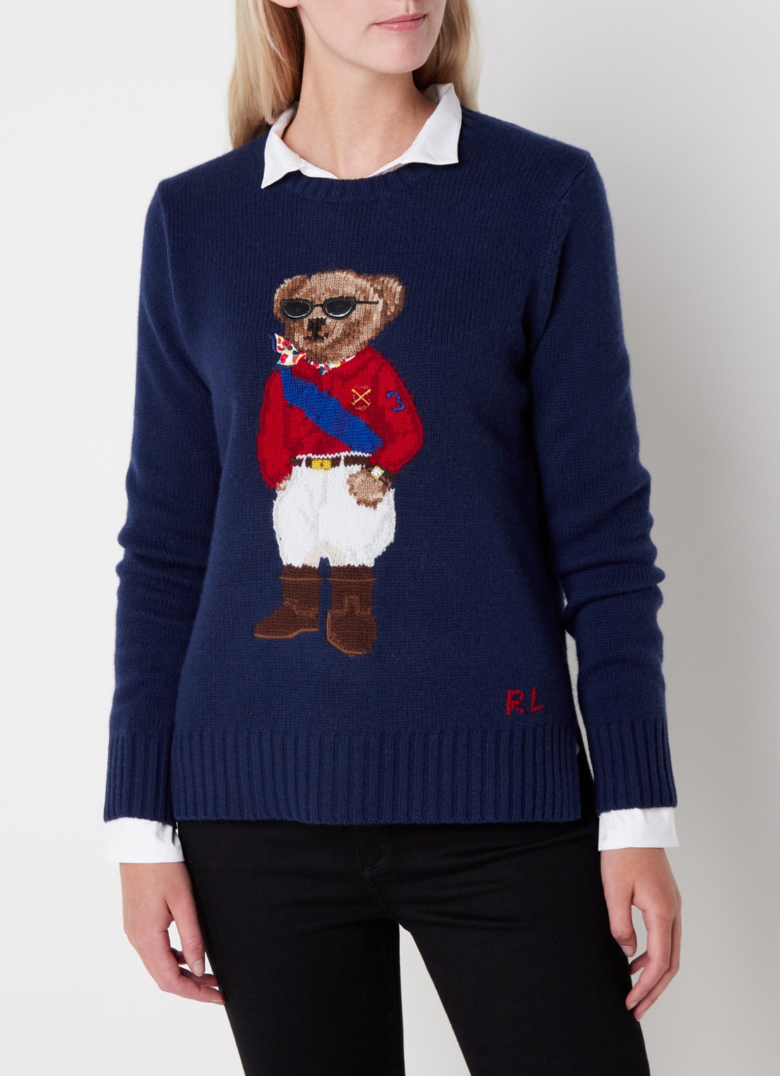 Ralph Lauren Fijngebreide pullover in kasjmierblend met borduring  - detail 2 blauw