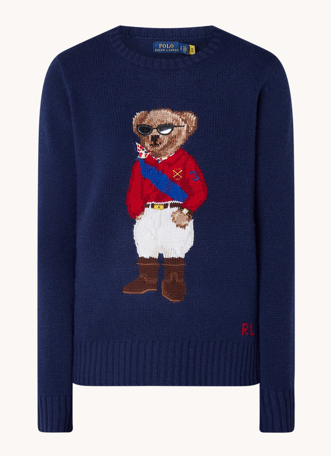 Ralph Lauren Fijngebreide pullover in kasjmierblend met borduring  - voorkant 3 blauw