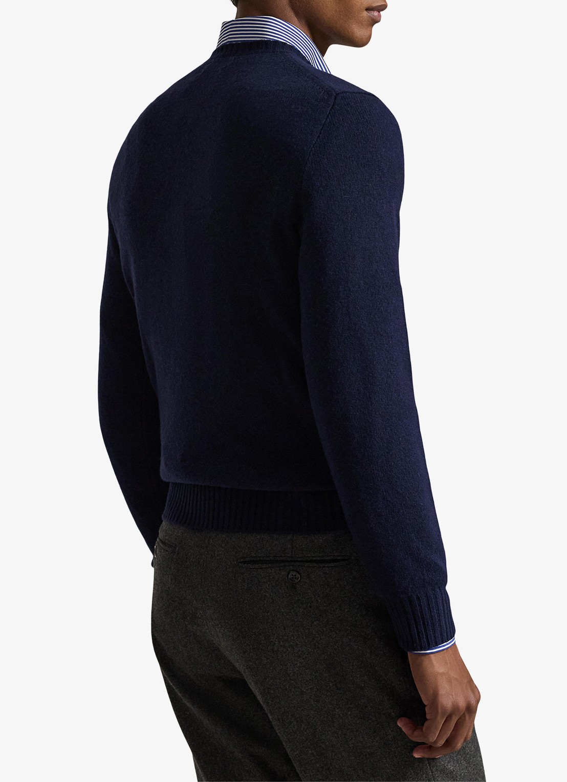 Ralph Lauren Fijngebreide pullover in kasjmierblend met logoborduring - achterkant hunter navy / donkerblauw