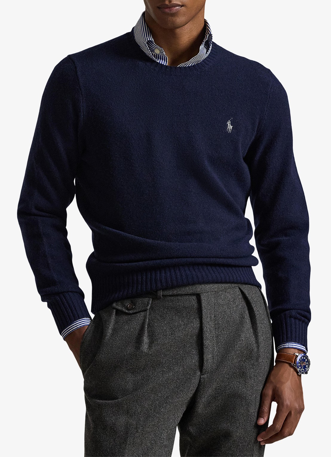 Ralph Lauren Fijngebreide pullover in kasjmierblend met logoborduring - detail 3 hunter navy / donkerblauw
