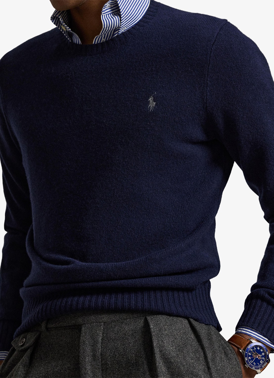 Ralph Lauren Fijngebreide pullover in kasjmierblend met logoborduring - detail 4 hunter navy / donkerblauw