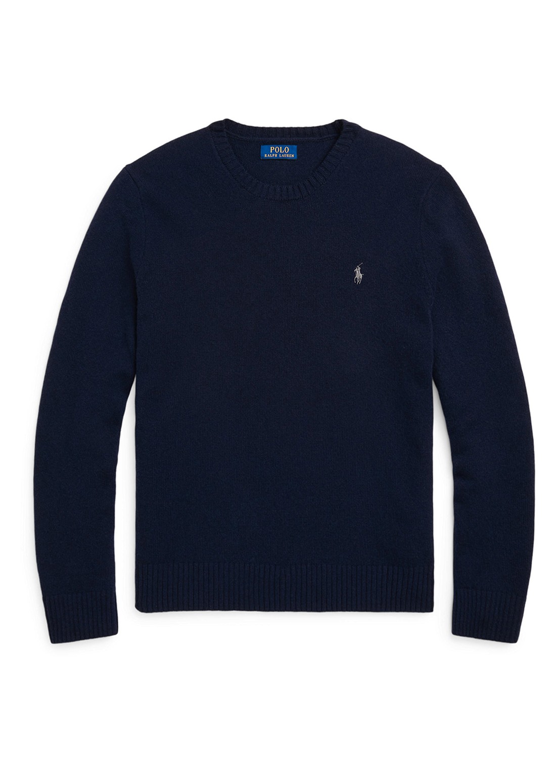 Ralph Lauren Fijngebreide pullover in kasjmierblend met logoborduring - voorkant 6 hunter navy / donkerblauw