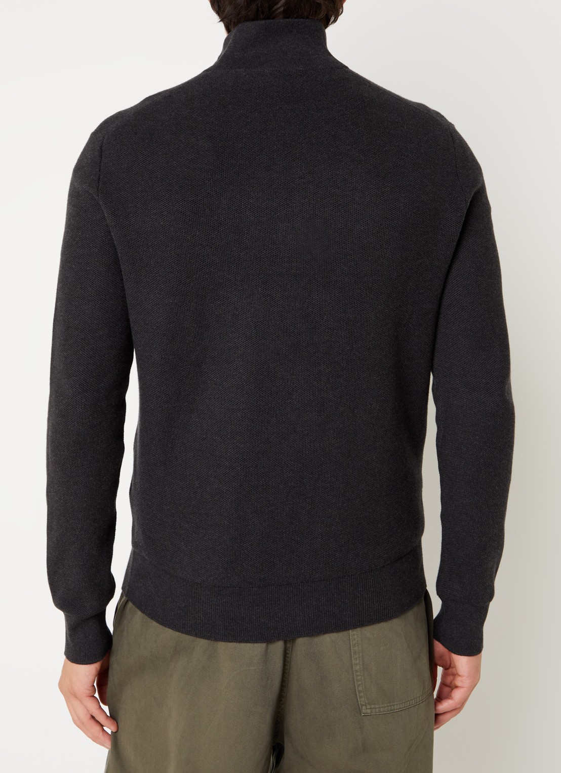 Ralph Lauren Fijngebreide pullover met halve rits en logoborduring - achterkant 2 dark granite hthr / donkergrijs