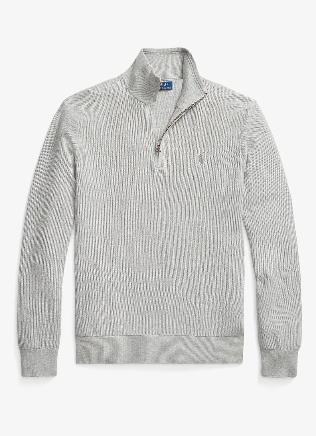 Ralph Lauren Fijngebreide pullover met halve rits en logoborduring - voorkant andover heather / grijs