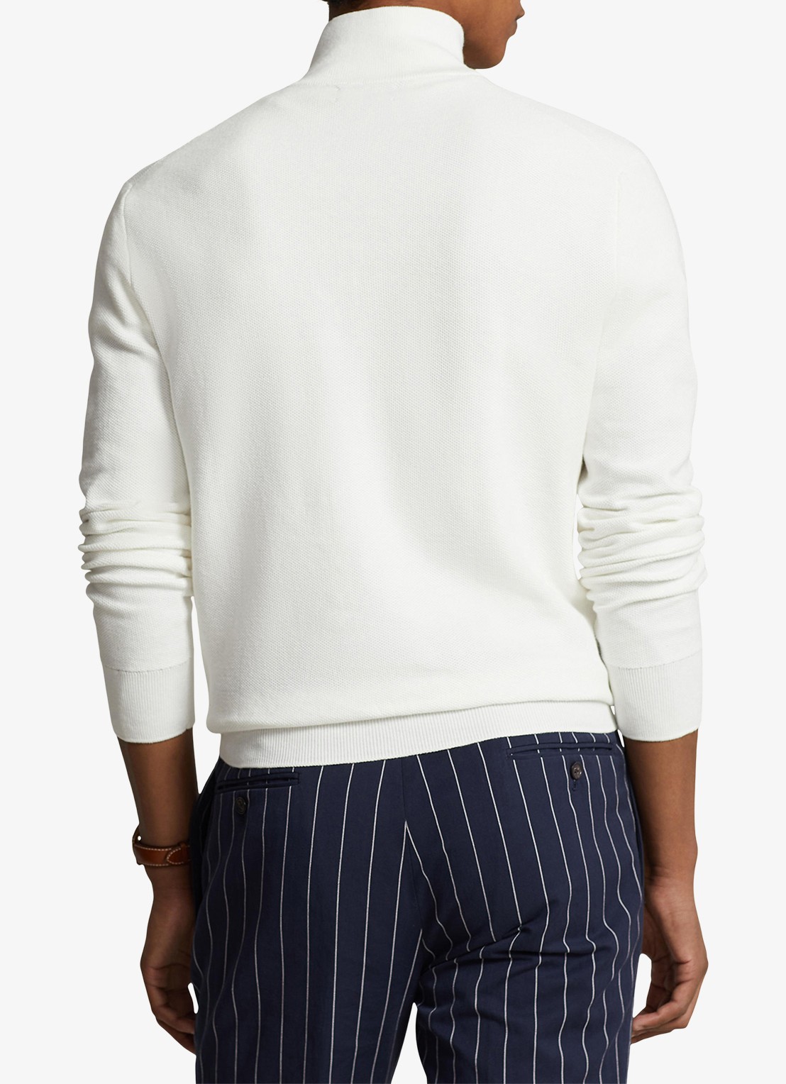 Ralph Lauren Fijngebreide pullover met halve rits en logoborduring - achterkant 3 deckwash white / wit