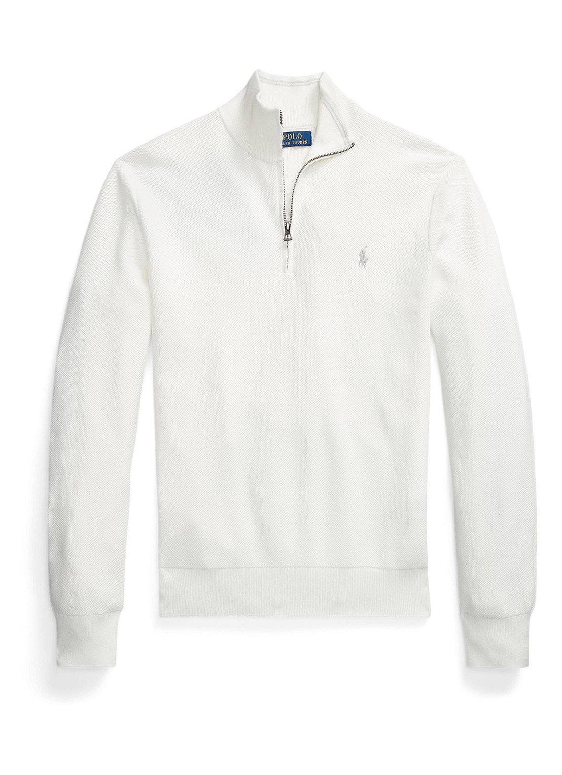 Ralph Lauren Fijngebreide pullover met halve rits en logoborduring - voorkant 4 deckwash white / wit