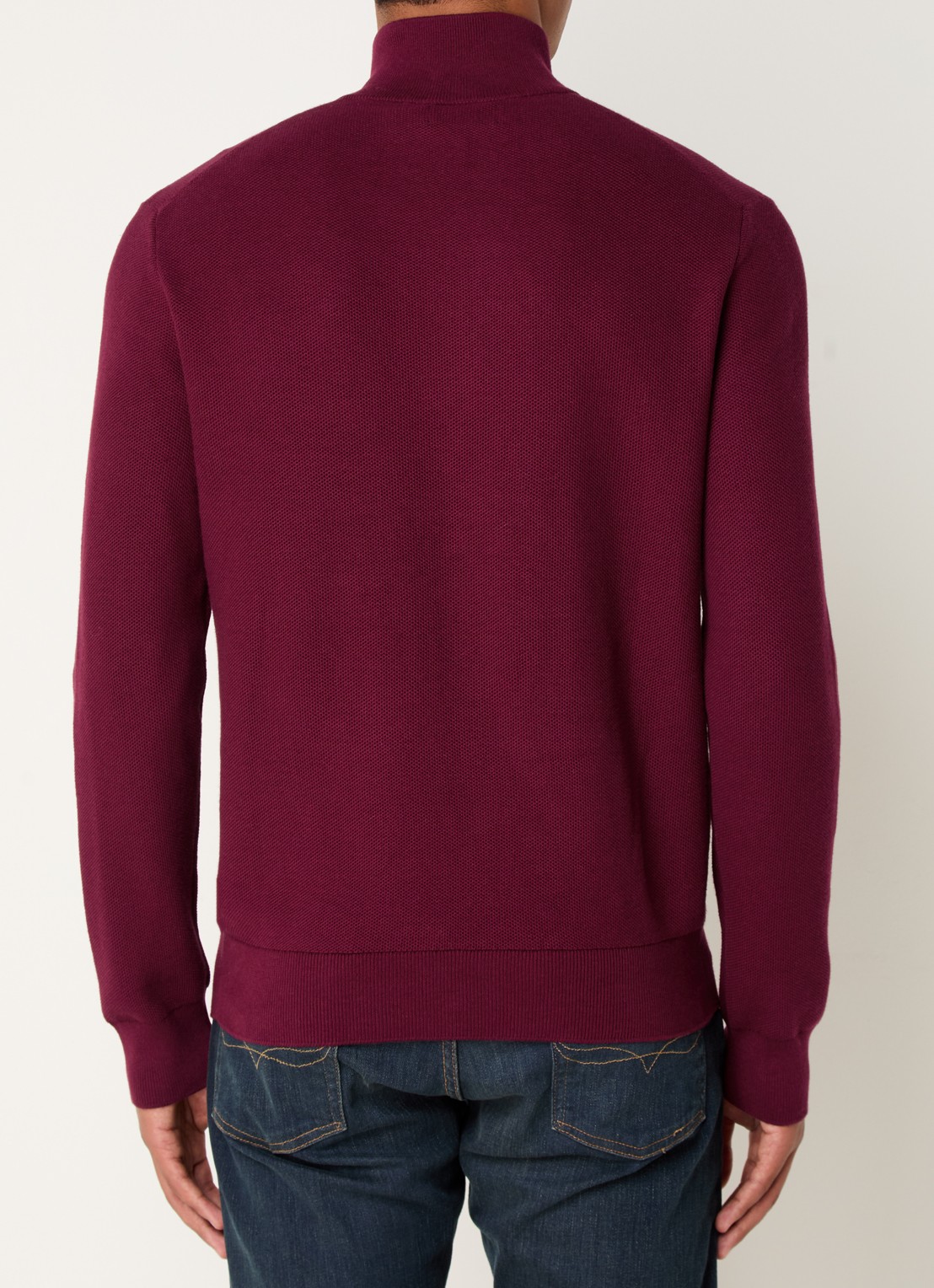 Ralph Lauren Fijngebreide pullover met halve rits en logoborduring - achterkant 2 damson red / rood