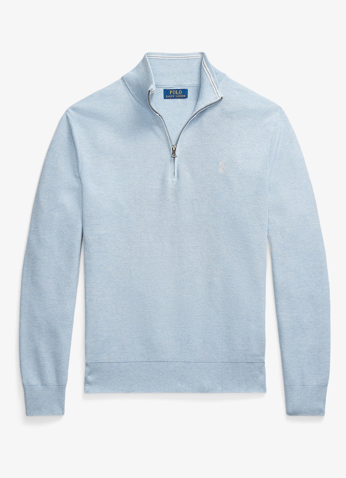 Ralph Lauren Fijngebreide pullover met halve rits en logoborduring - voorkant 3 blue hyacinth heather / blauw
