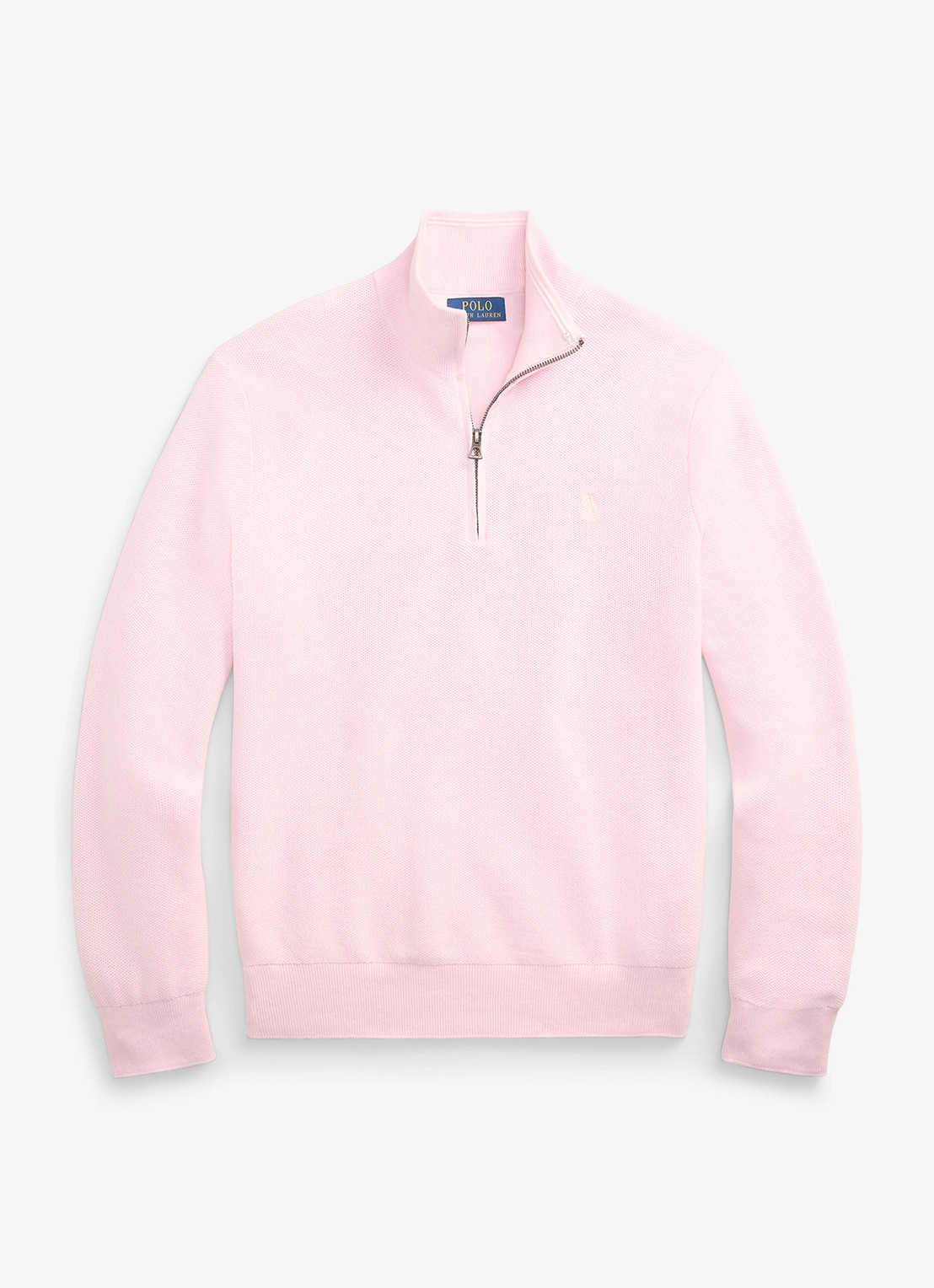 Ralph Lauren Fijngebreide pullover met halve rits en logoborduring - voorkant 2 ballet pink heather / roze
