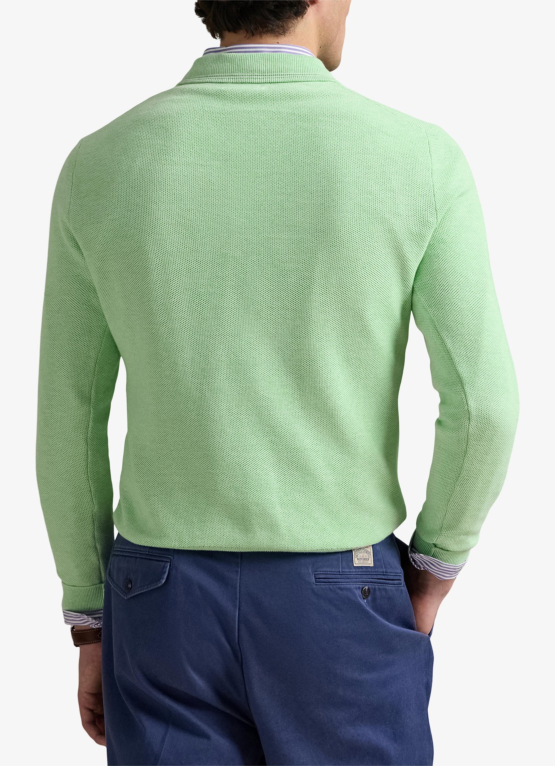 Ralph Lauren Fijngebreide pullover met halve rits en logoborduring - achterkant 2 artichoke green heather / groen