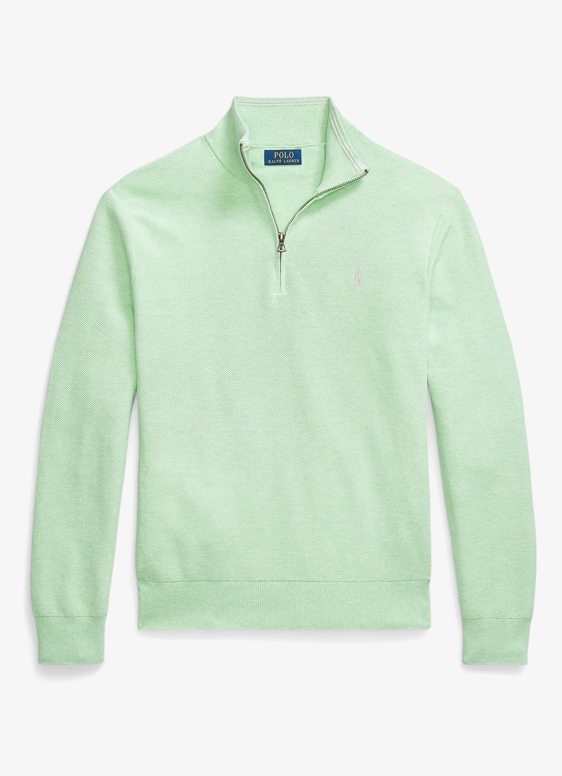 Ralph Lauren Fijngebreide pullover met halve rits en logoborduring - voorkant 3 artichoke green heather / groen