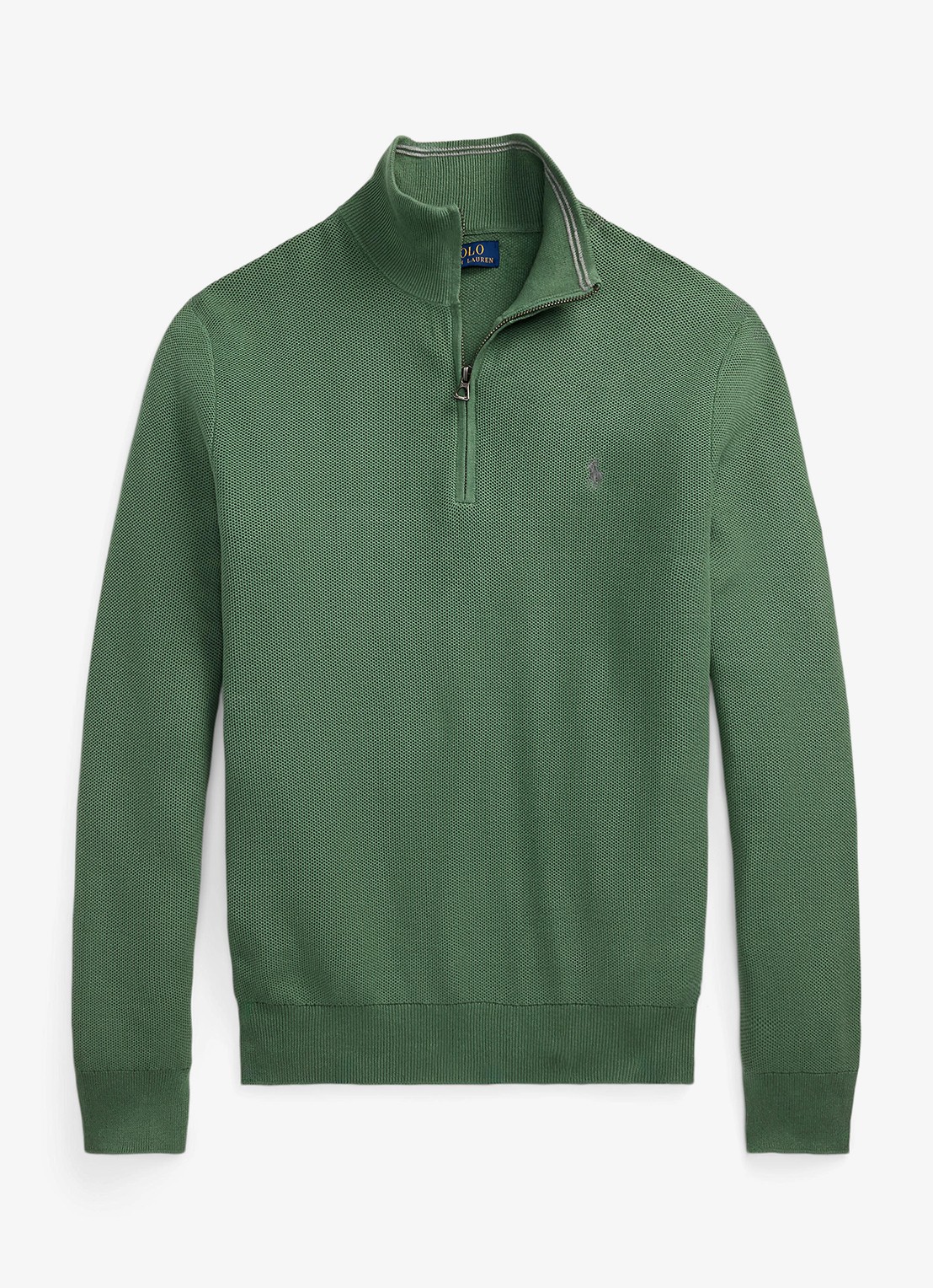 Ralph Lauren Fijngebreide pullover met halve rits en logoborduring - voorkant 4 fatigue / groen