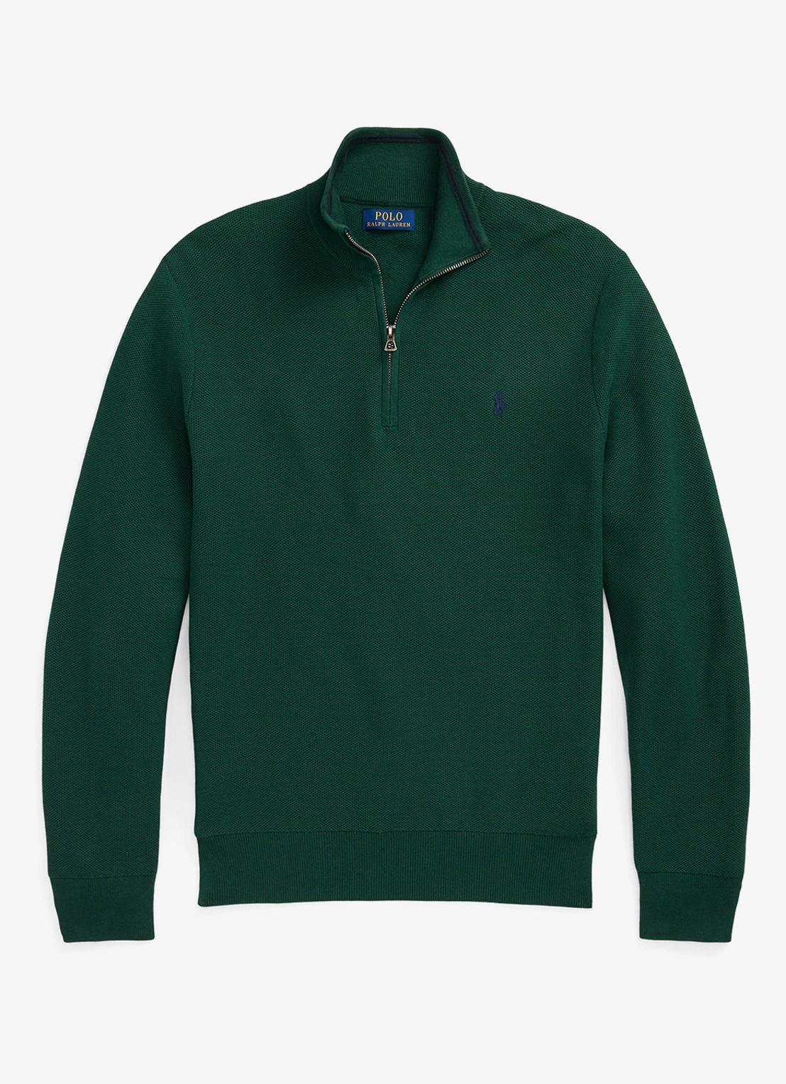 Ralph Lauren Fijngebreide pullover met halve rits en logoborduring - voorkant 2 groen