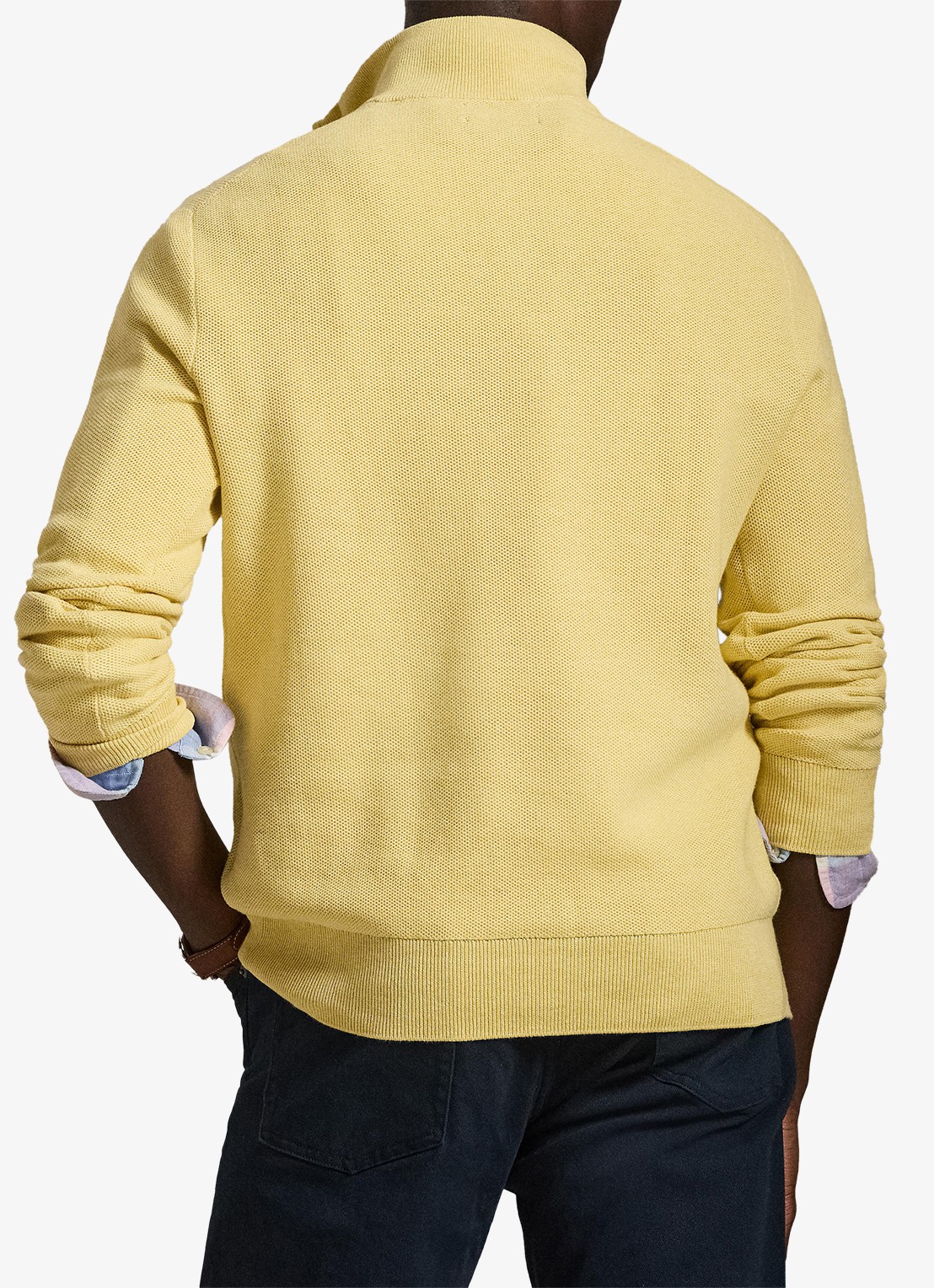 Ralph Lauren Fijngebreide pullover met halve rits en logoborduring - achterkant 2 soft yellow heather