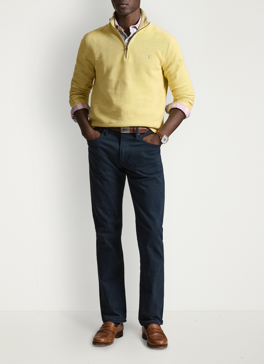 Ralph Lauren Fijngebreide pullover met halve rits en logoborduring - detail 3 soft yellow heather