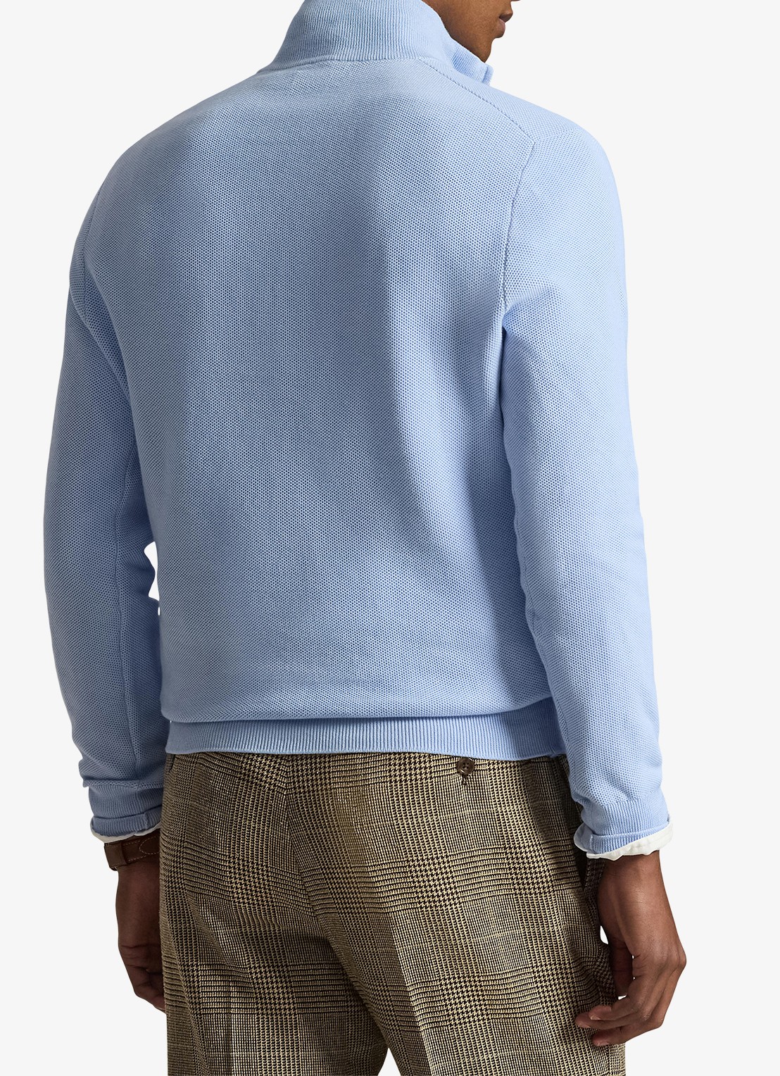 Ralph Lauren Fijngebreide pullover met halve rits en logoborduring - achterkant office blue