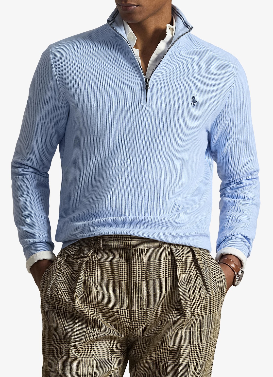 Ralph Lauren Fijngebreide pullover met halve rits en logoborduring - detail 2 office blue