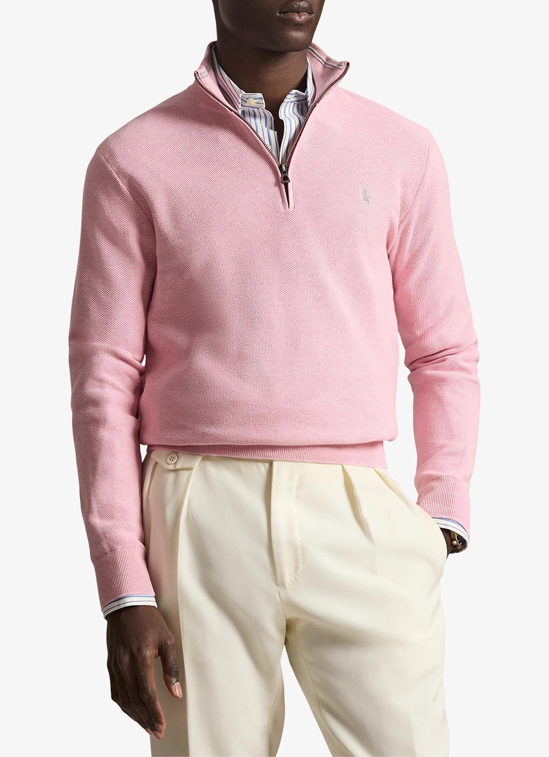 Ralph Lauren Fijngebreide pullover met halve rits en logoborduring - detail 4 carnation pink heather
