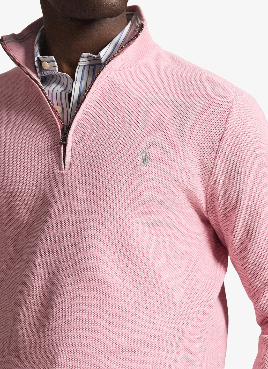 Ralph Lauren Fijngebreide pullover met halve rits en logoborduring - detail 5 carnation pink heather