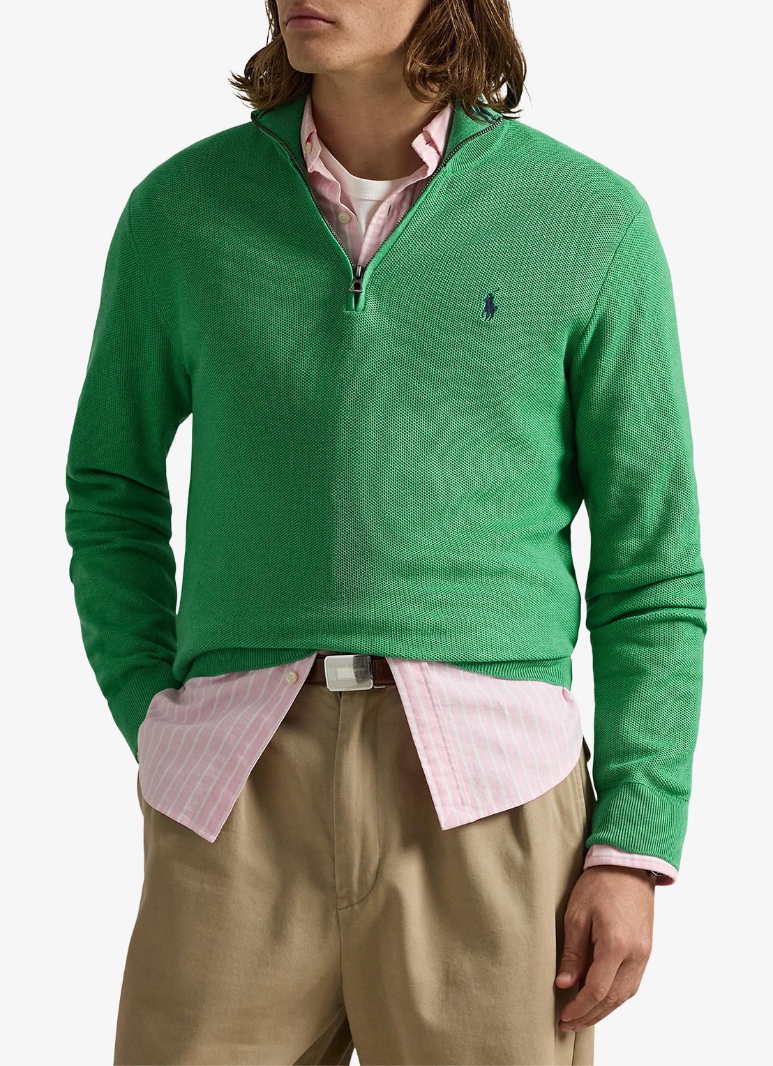 Ralph Lauren Fijngebreide pullover met halve rits en logoborduring - detail 4 palm green heather