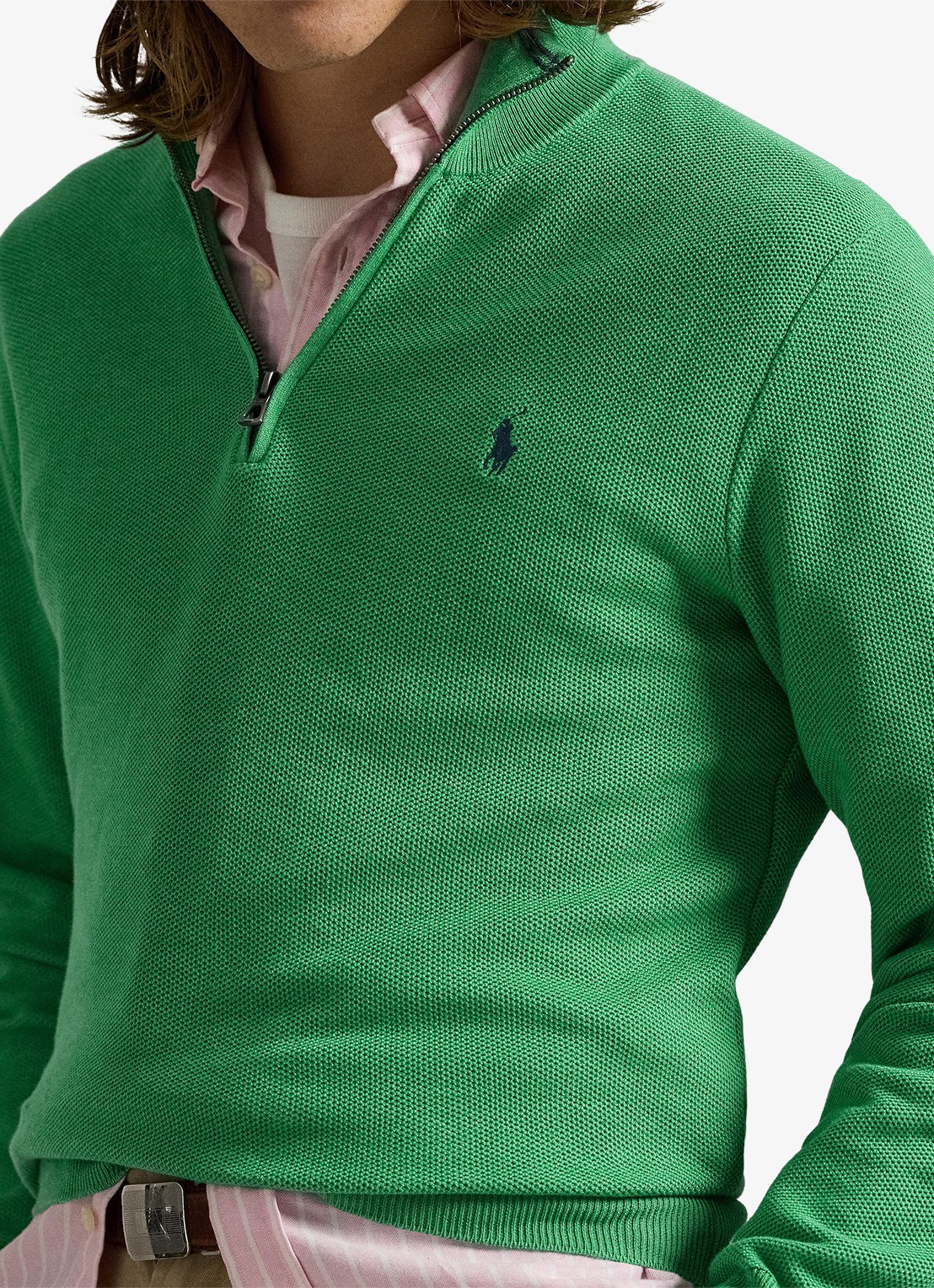 Ralph Lauren Fijngebreide pullover met halve rits en logoborduring - detail 5 palm green heather