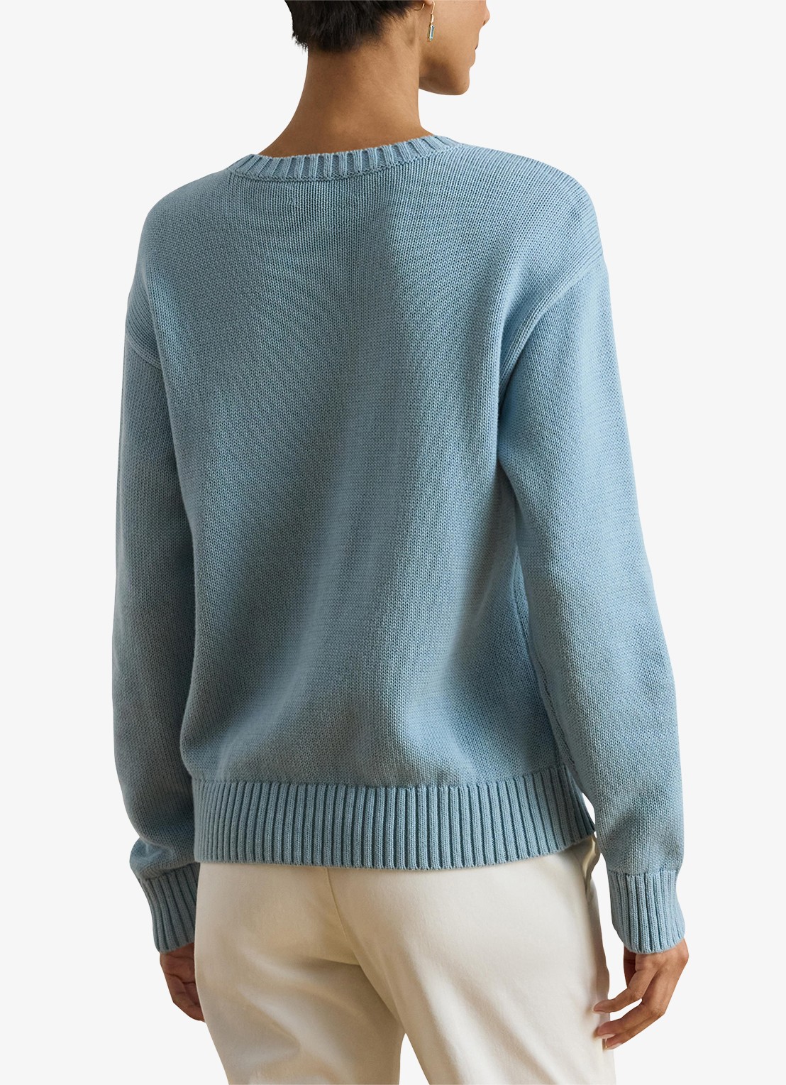 Ralph Lauren Fijngebreide pullover met logoborduring - achterkant blue note / blauw