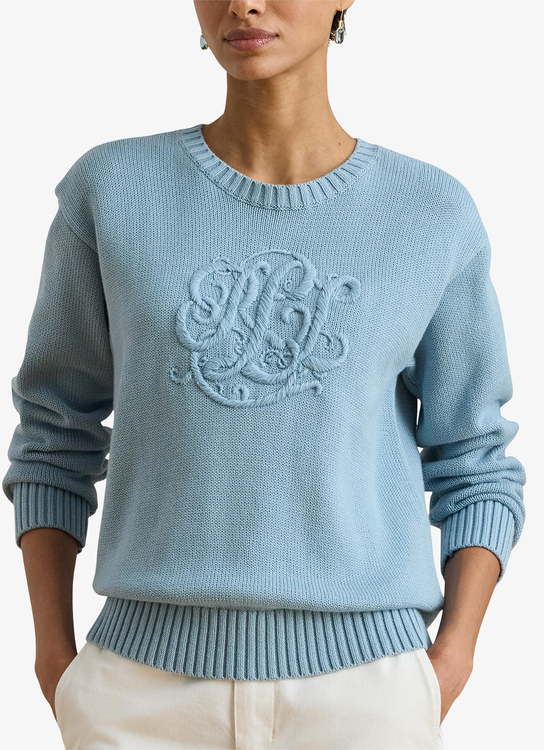 Ralph Lauren Fijngebreide pullover met logoborduring - detail 2 blue note / blauw