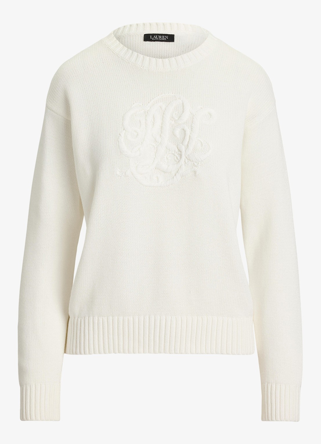 Ralph Lauren Fijngebreide pullover met logoborduring - voorkant 4 wit