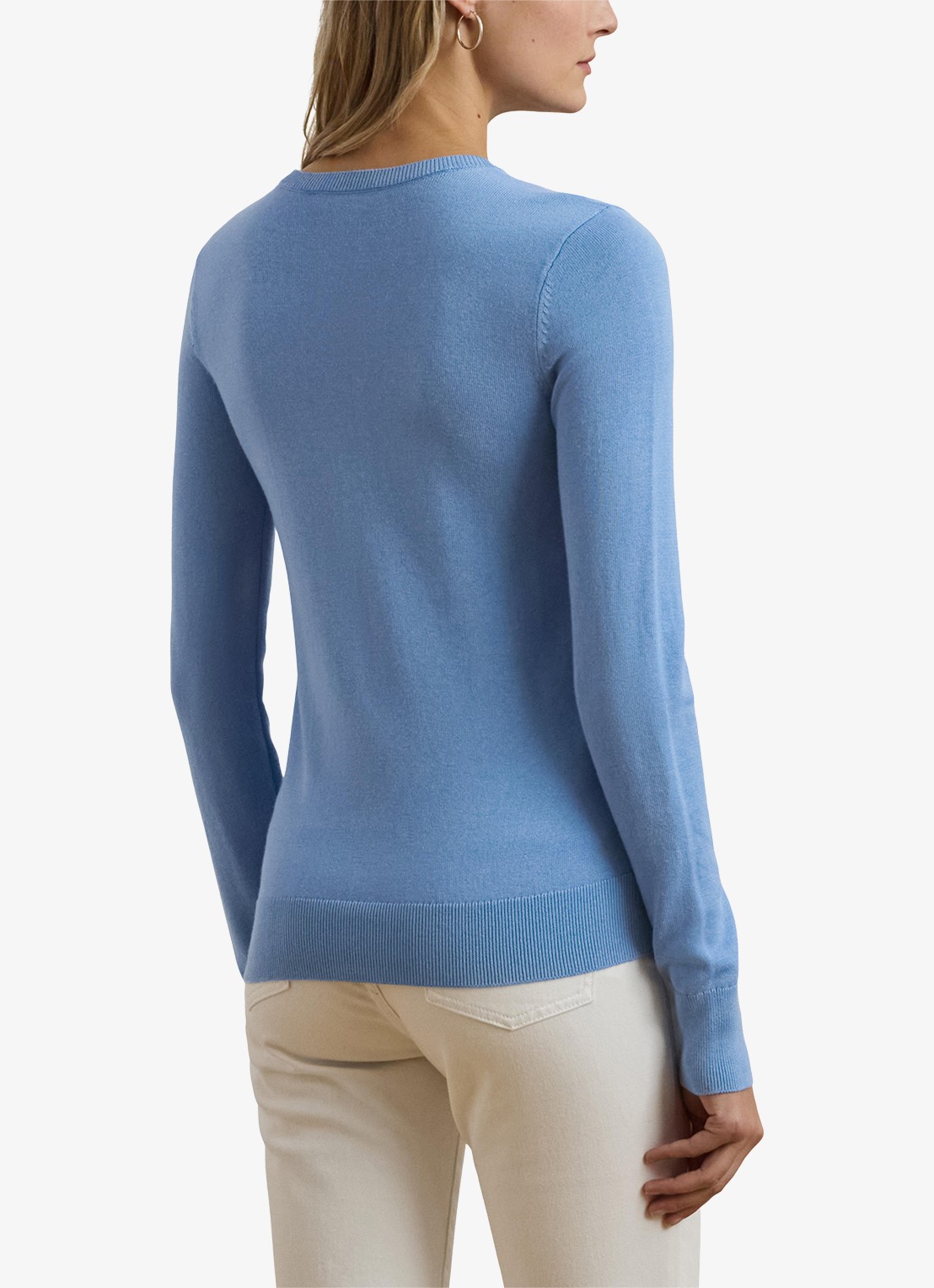 Ralph Lauren Fijngebreide pullover met stretch - achterkant 5 sky blue / blauw