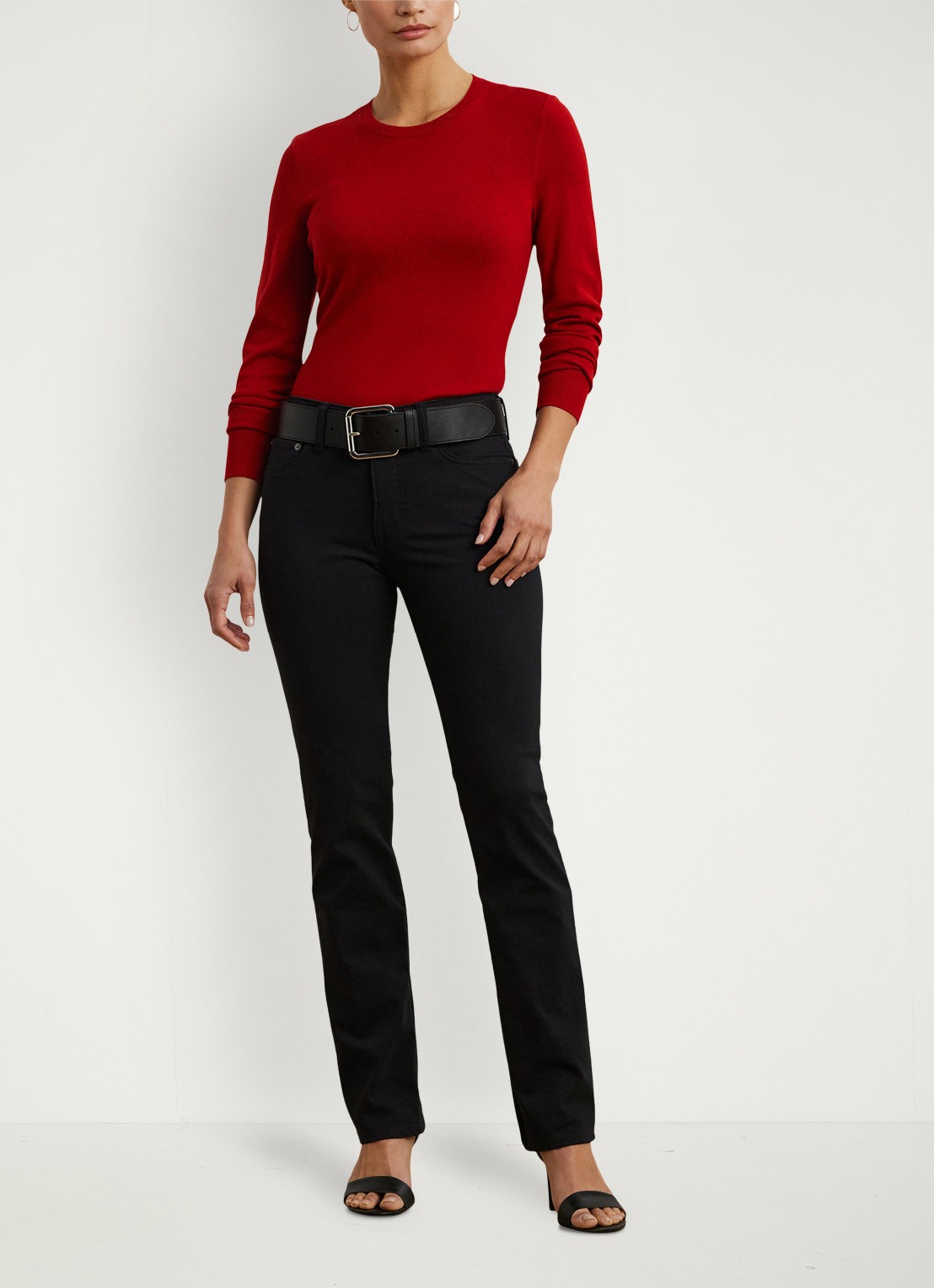 Ralph Lauren Fijngebreide pullover met stretch - voorkant 2 madison red / rood